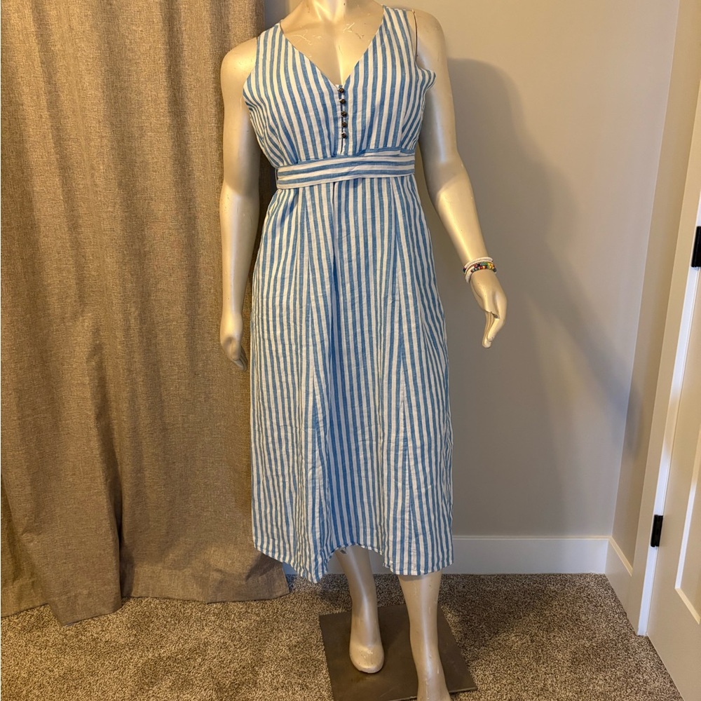 Hatley Blue and White Striped Maxi Dress